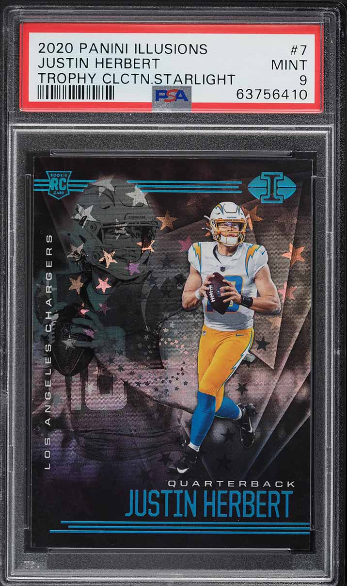 2020 Panini Illusions Trophy Collection Starlight Justin Herbert ROOKIE #7 PSA 9