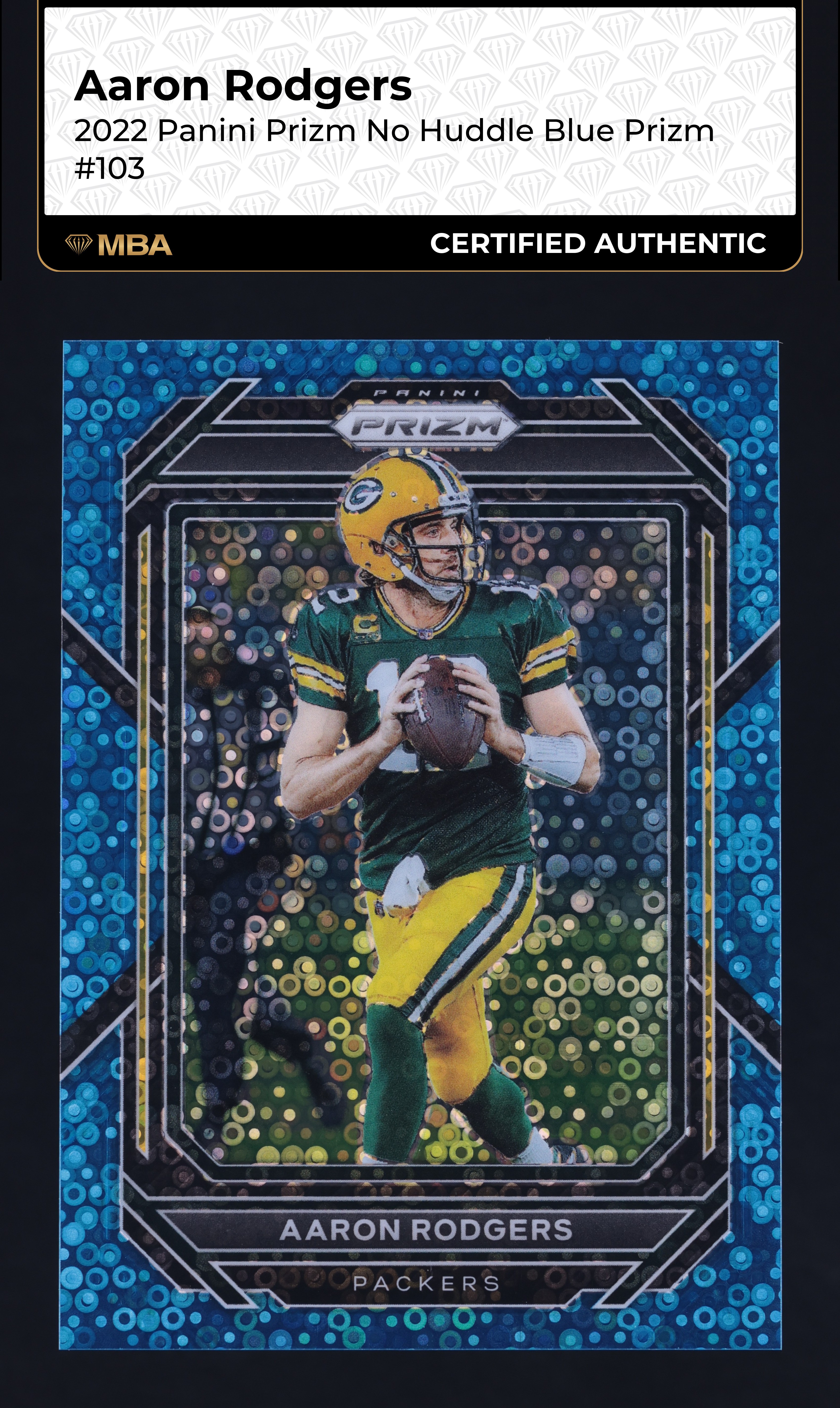 2022 Panini Prizm No Huddle Blue Prizm Aaron Rodgers /79 #103 MBA AUTH