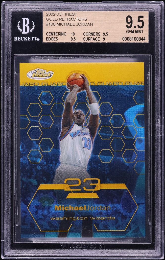 2002 Finest Gold Refractor Michael Jordan /25 #100 BGS 9.5 GEM MINT