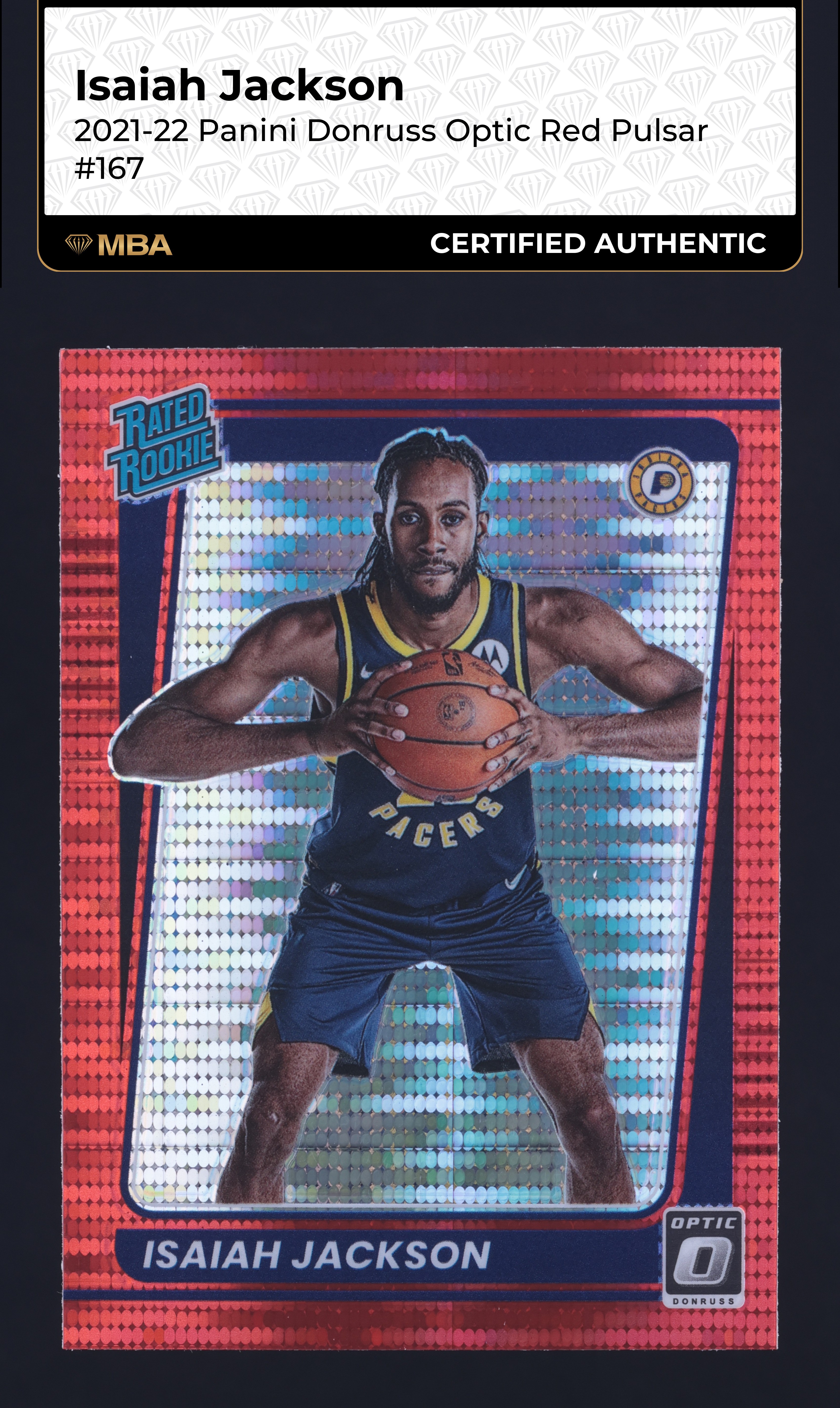 2021 Donruss Optic Red Pulsar Isaiah Jackson ROOKIE #167 MBA AUTH