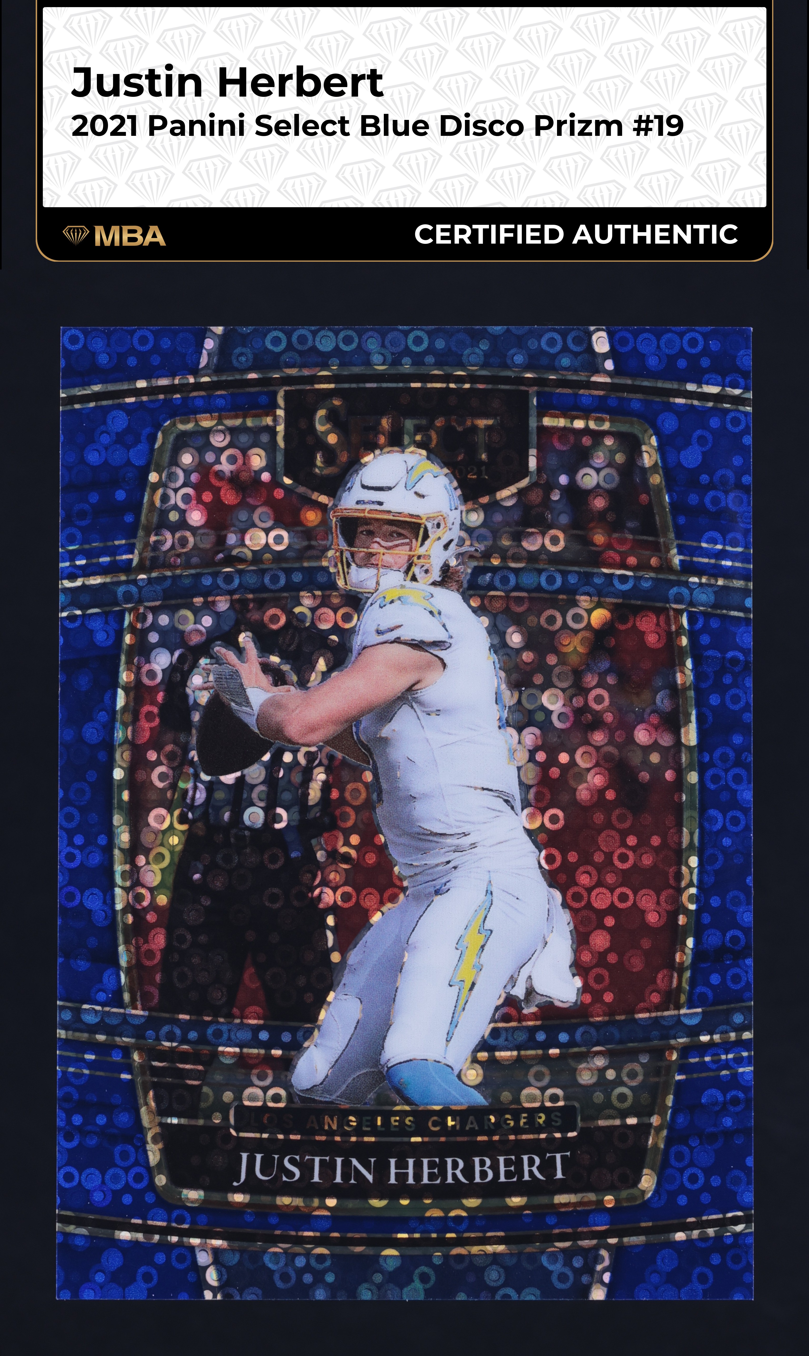 2021 Select Concourse Blue Disco Prizm Justin Herbert /25 #19 MBA AUTH