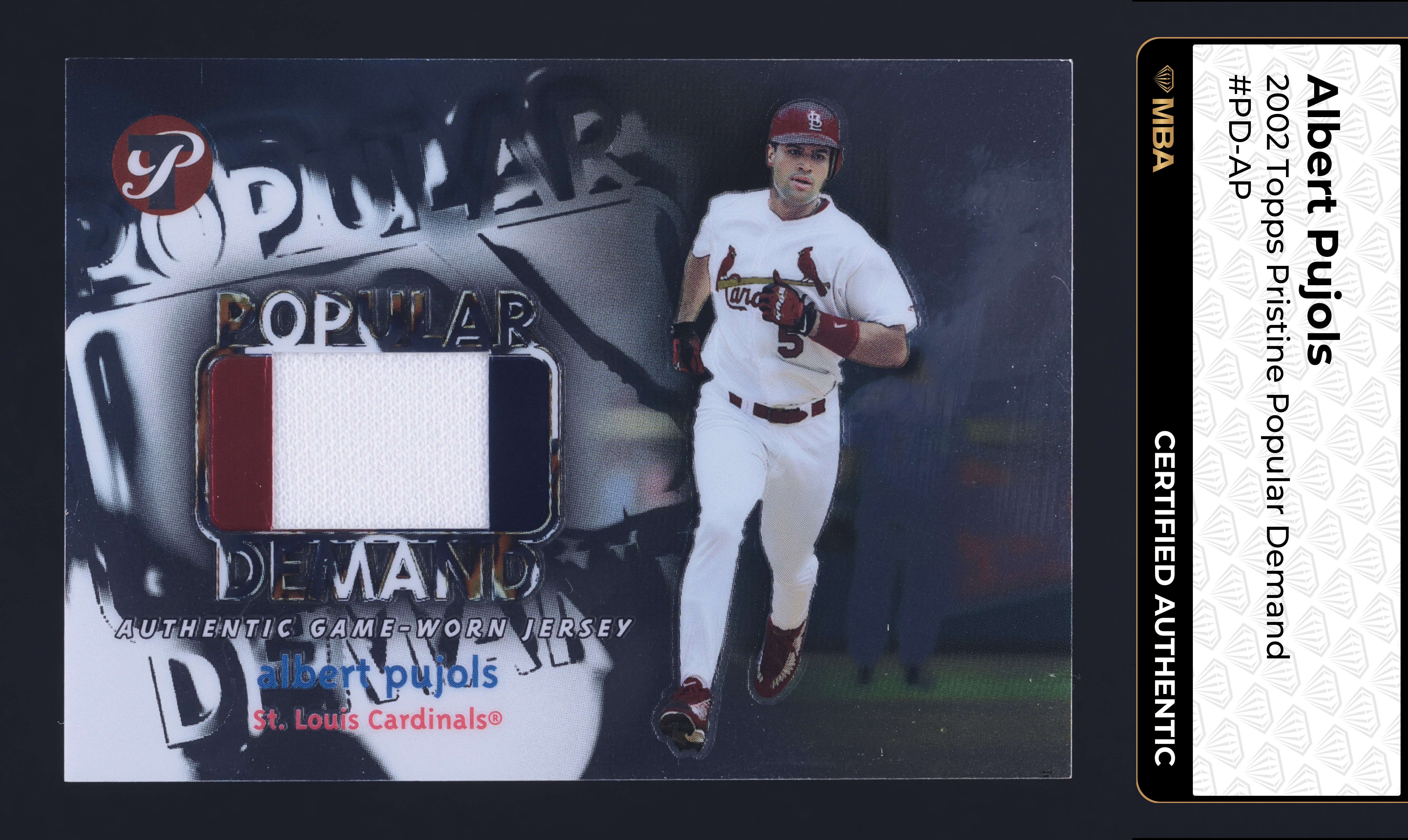 2002 Topps Pristine Popular Demand Albert Pujols PATCH /1000 #PD-AP MBA AUTH