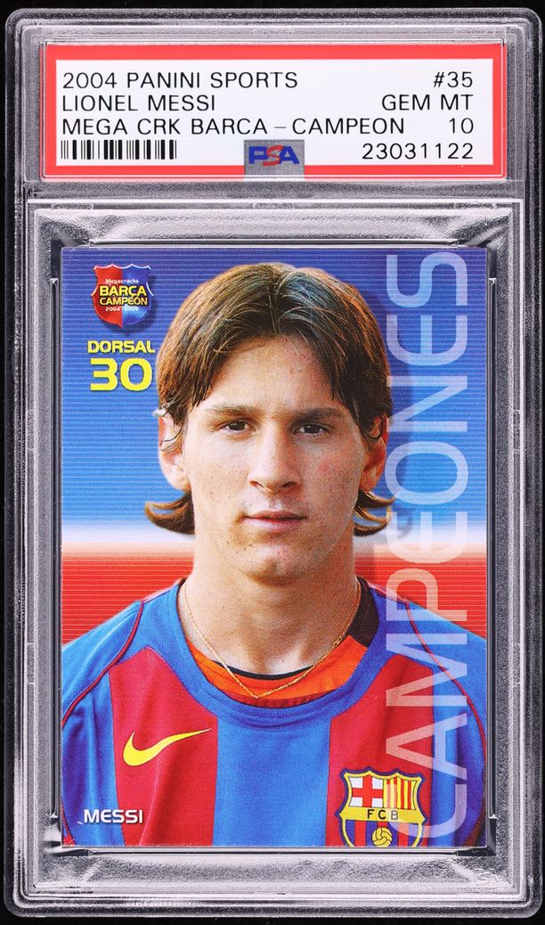 2004 Panini Sports Mega Cracks Barca Campeon Lionel Messi ROOKIE #35 PSA 10 GEM