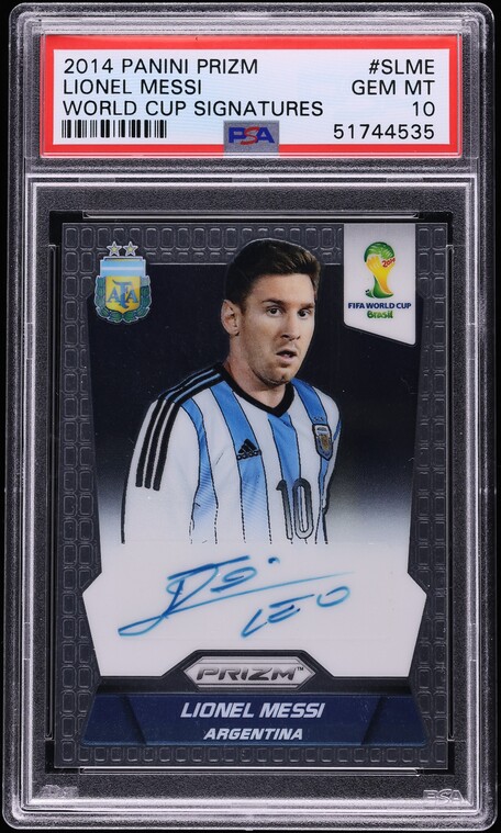 2014 Panini Prizm World Cup Signatures Lionel Messi AUTO #S-LME PSA 10 GEM MINT