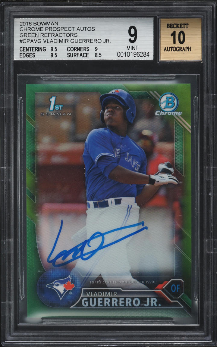 2016 Bowman Chrome Green Refractor Vladimir Guerrero Jr. ROOKIE AUTO /99 BGS 9