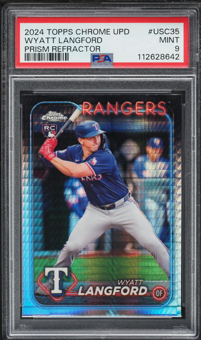 2024 Topps Chrome Update Prism Refractor Wyatt Langford ROOKIE #USC35 PSA 9 MINT