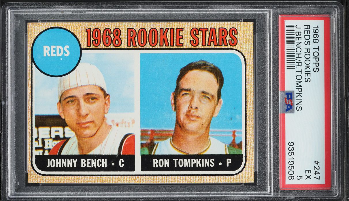 1968 Topps Reds Johnny Bench Ron Tompkins ROOKIE #247 PSA 5 EX