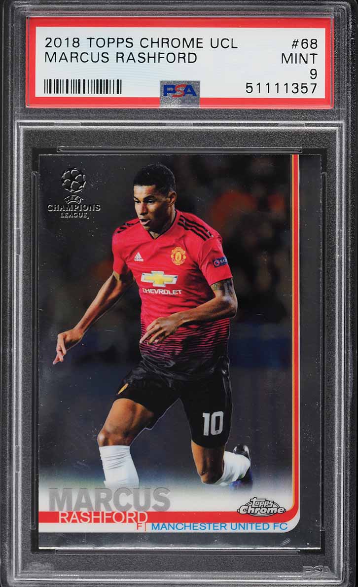 2018 Topps Chrome UEFA Champions League Marcus Rashford #68 PSA 9 MINT