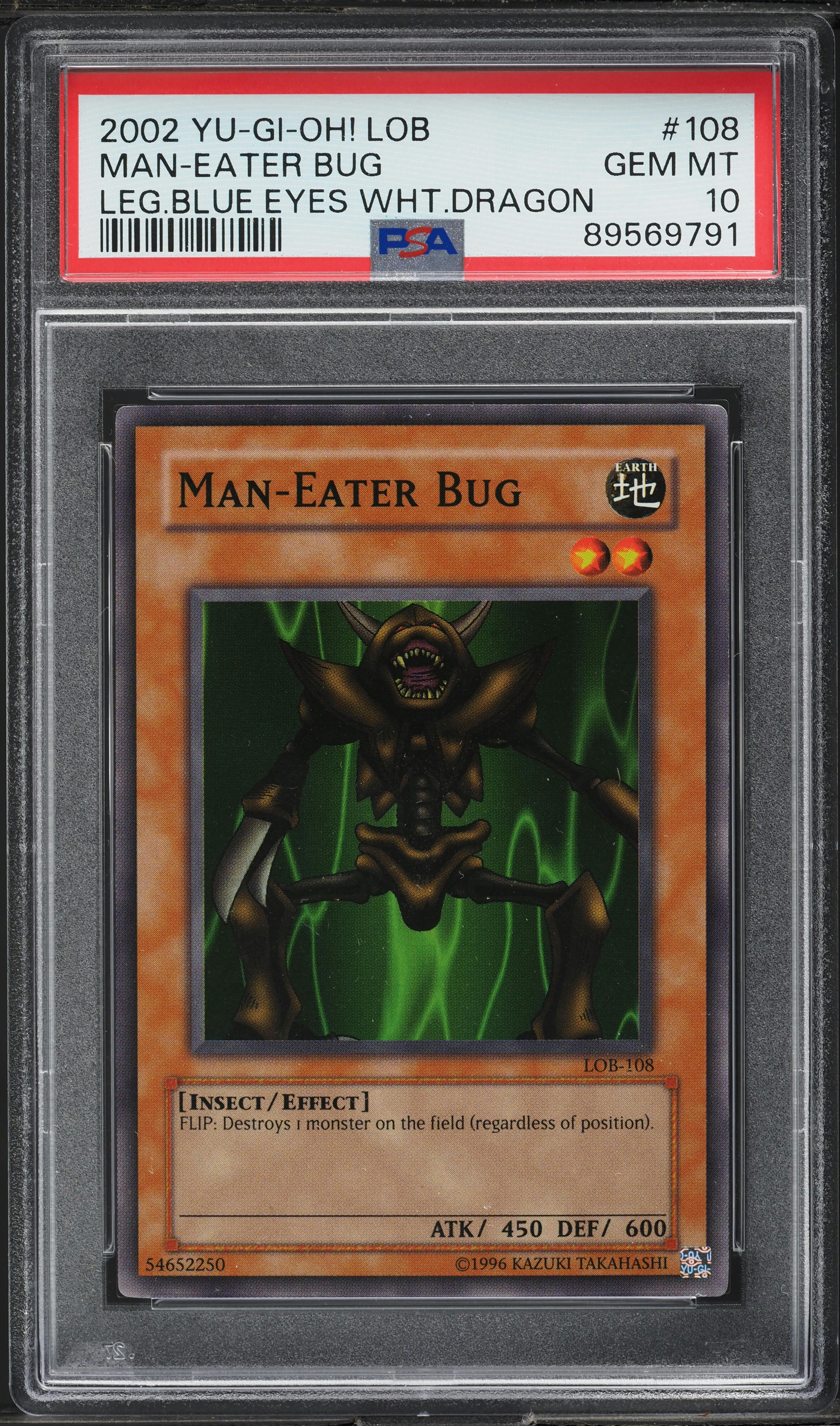 2002 Yu-Gi-Oh! Legend Of Blue-Eyes Man-Eater Bug #LOB-108 PSA 10 GEM MINT