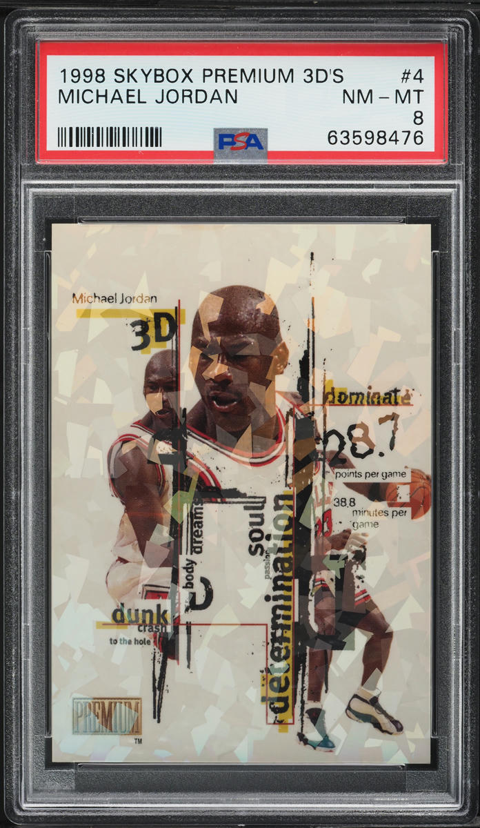 1998 SkyBox Premium 3D's Michael Jordan #4 PSA 8 NM-MT