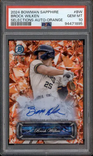 2024 Bowman Sapphire Edition Selections Auto Orange #BW Brock Wilken /25 PSA 10