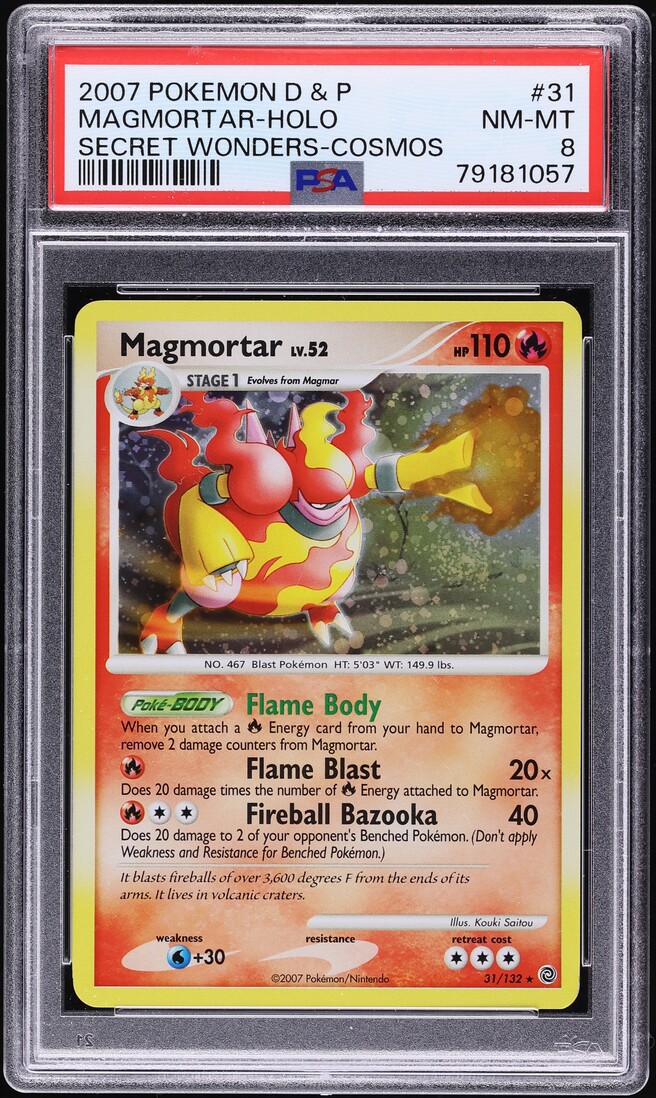 2007 Pokemon DP Secret Wonders Cosmos Holo Magmortar #31 PSA 8 NM-MT