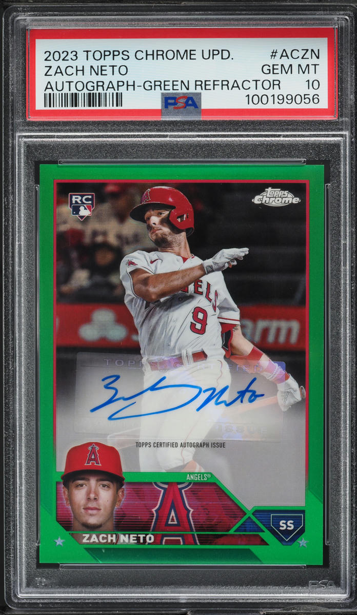 2023 Topps Chrome Update Green Refractor Zach Neto ROOKIE AUTO /99 PSA 10 GEM