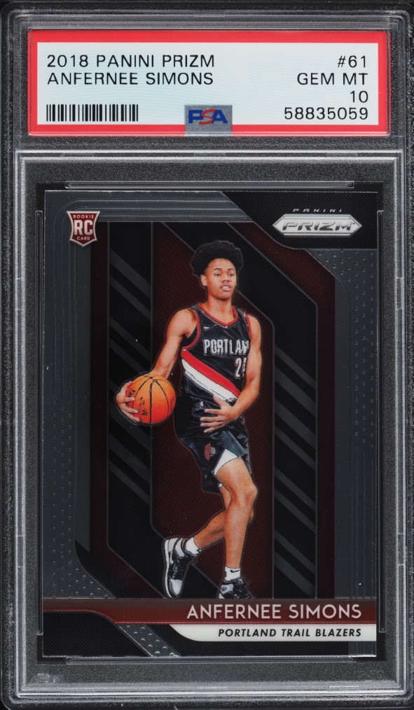 2018 Panini Prizm Anfernee Simons ROOKIE #61 PSA 10 GEM MINT