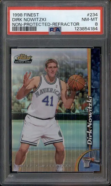 1998-99 Topps Finest No Protector Refractors #234 Dirk Nowitzki RC PSA 8