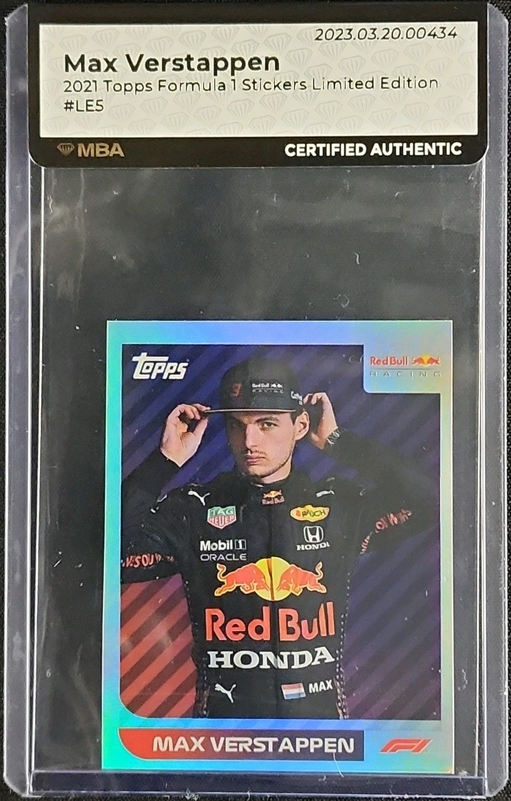 2021 Topps Formula 1 F1 Stickers Limited Edition Max Verstappen #LE5 MBA AUTH