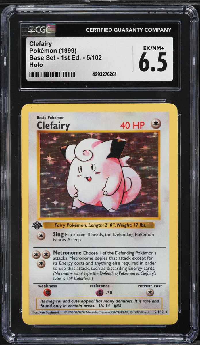 1999 Pokemon Base Set Shadowless 1st Edition Holo Clefairy #5 CGC 6.5 EXMT+