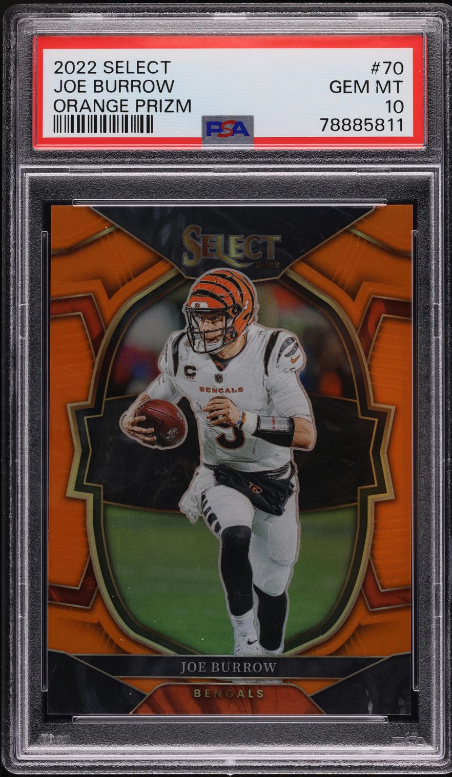 2022 Select Concourse Orange Prizm Joe Burrow /49 #70 PSA 10 GEM MINT