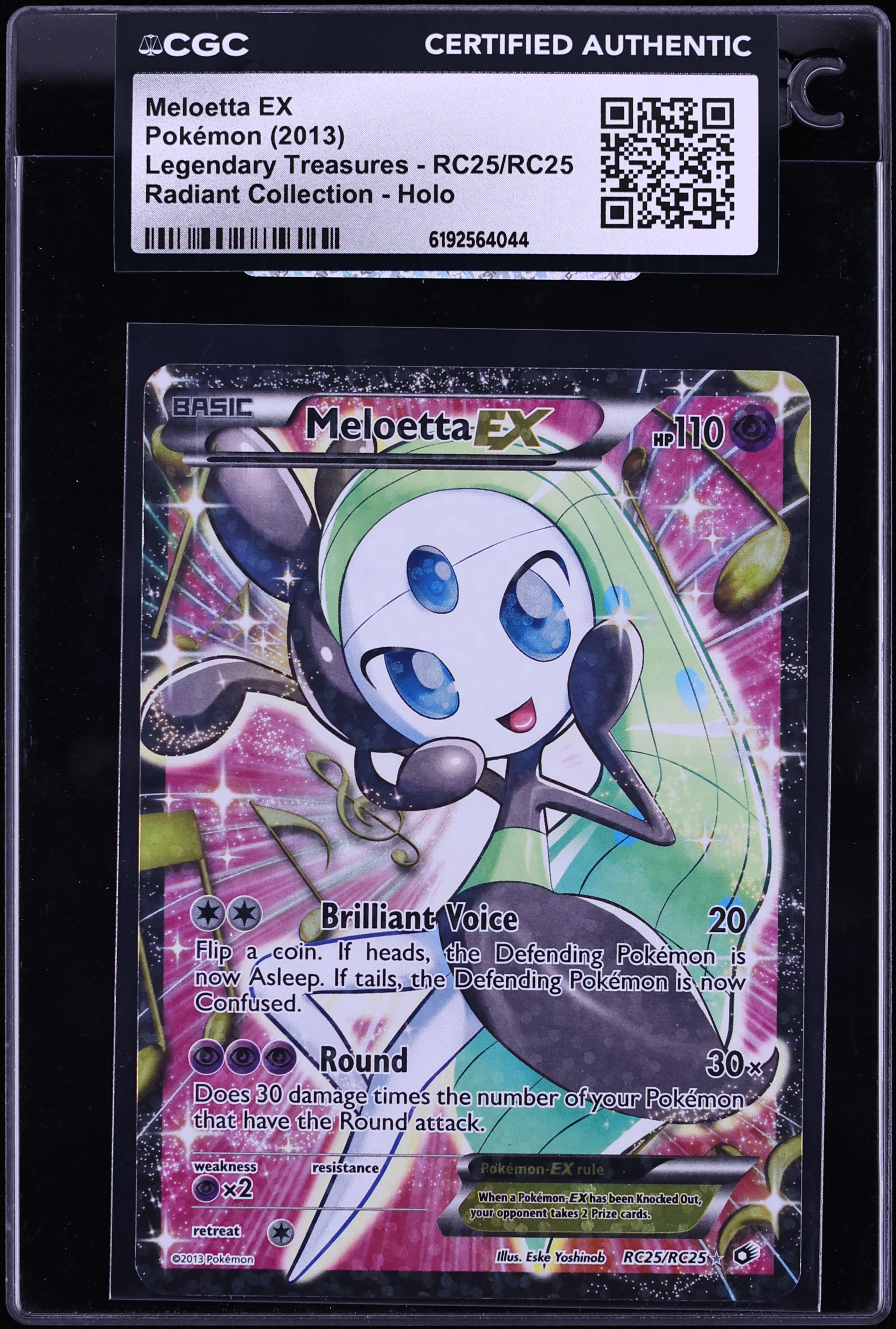 2013 Pokemon BW Legendary Treasures Radiant Collection Full Art Meloetta Ex #RC25 CGC AUTH