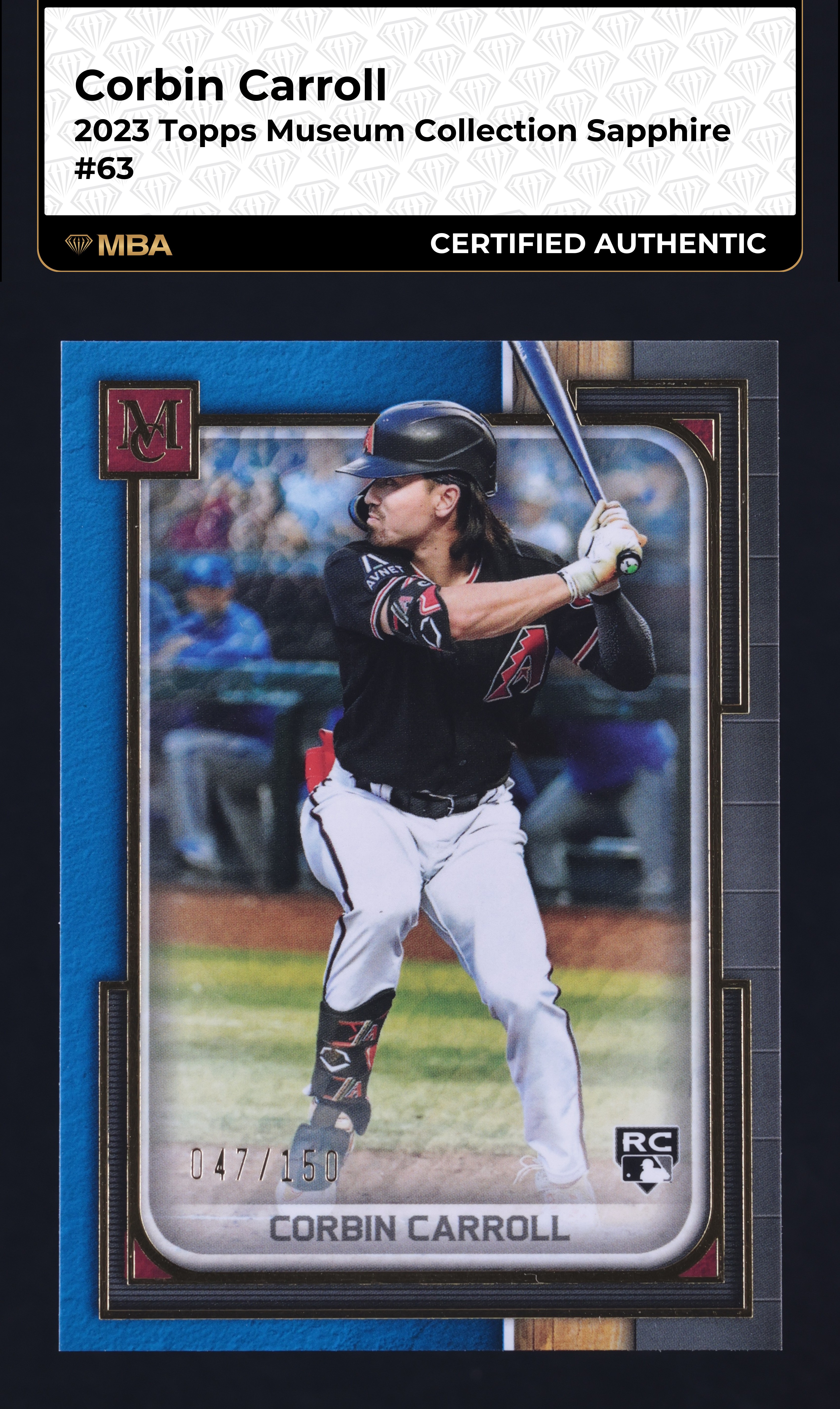 2023 Topps Museum Collection Sapphire Corbin Carroll ROOKIE /150 #63 MBA AUTH