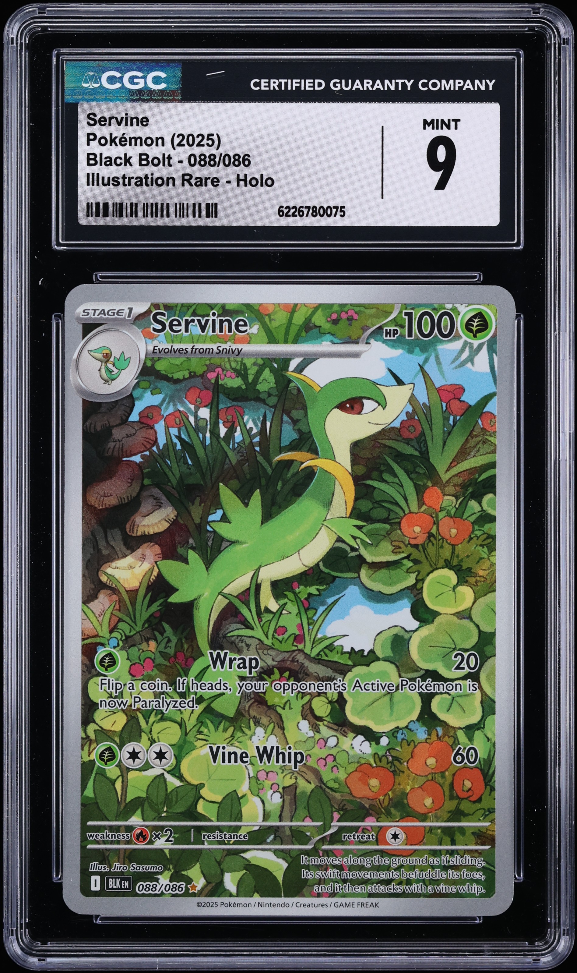 2025 Pokemon Scarlet & Violet Black Bolt IR Servine #88 CGC 9 MINT
