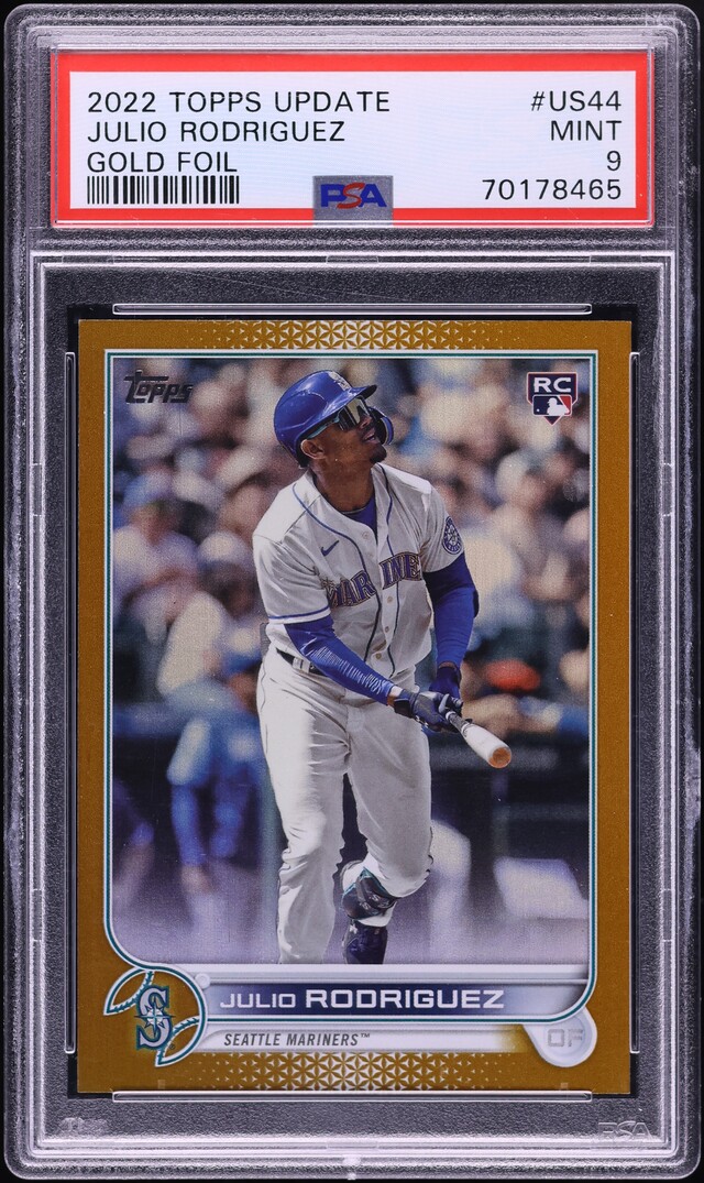 2022 Topps Update Gold Foil Julio Rodriguez ROOKIE #US44 PSA 9 MINT