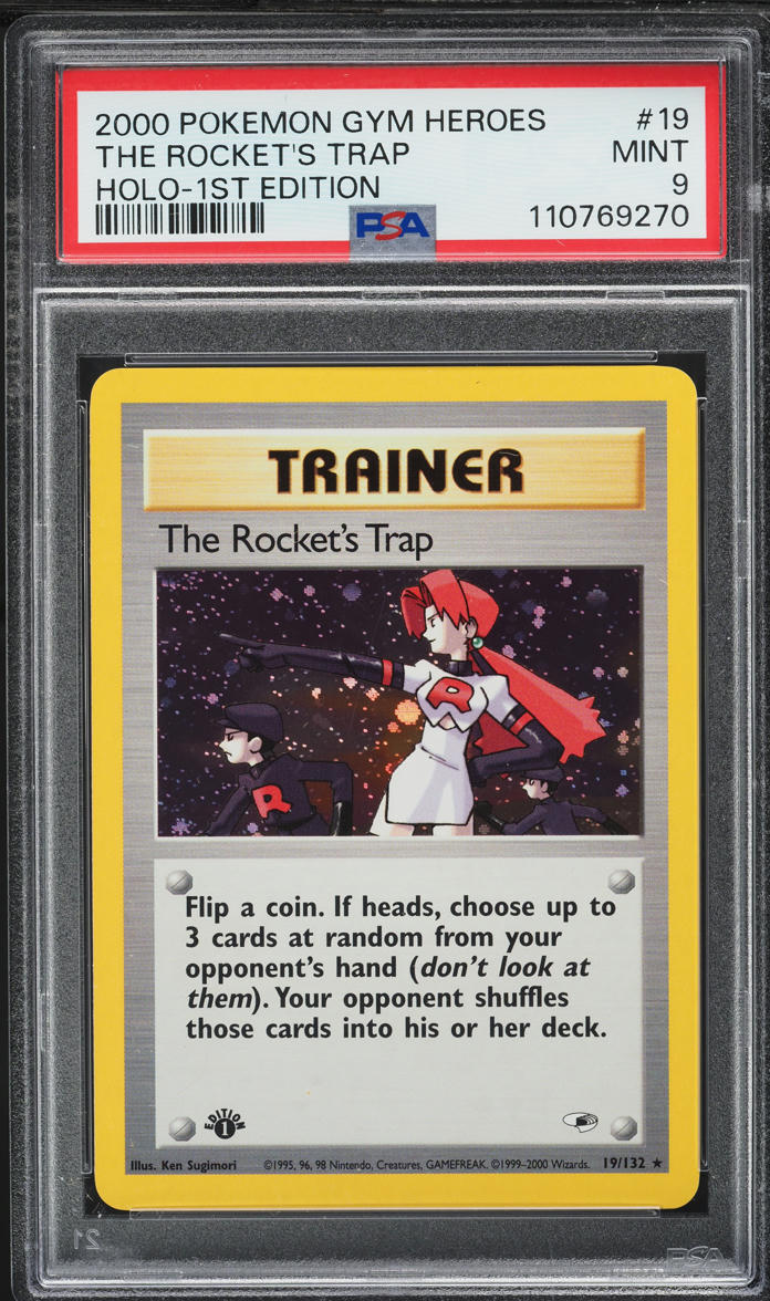 2000 Pokemon Gym Heroes 1st Edition Holo The Rocket's Trap #19 PSA 9 MINT
