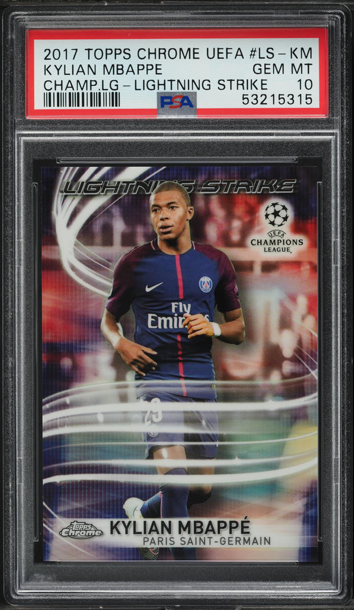 2017 Topps Chrome UEFA Lightning Strike Kylian Mbappe ROOKIE PSA 10 GEM MINT