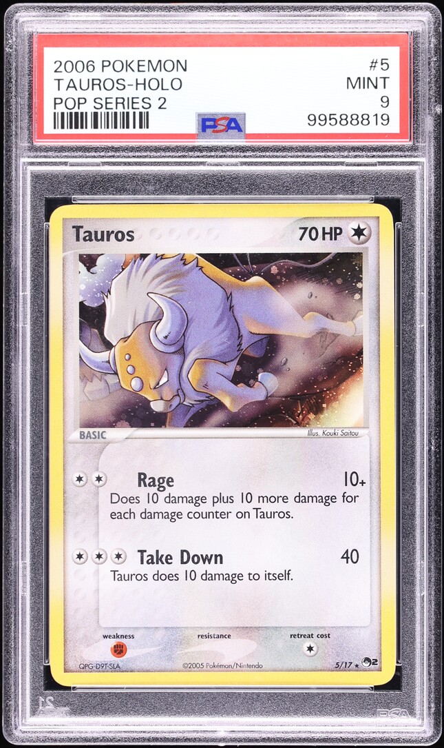 2006 Pokemon Pop Series 2 Holo Tauros #5 PSA 9 MINT