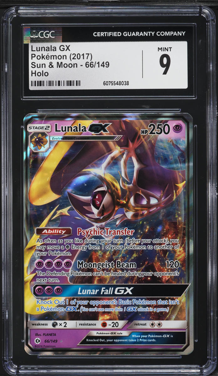 2017 Pokemon Sun & Moon Lunala GX #66 CGC 9 MINT