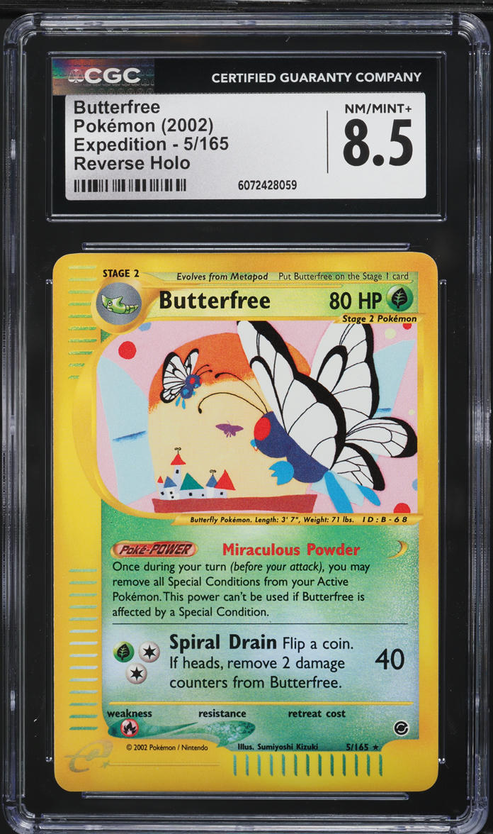 2002 Pokemon Expedition Reverse Holo Butterfree #5 CGC 8.5 NM-MT+