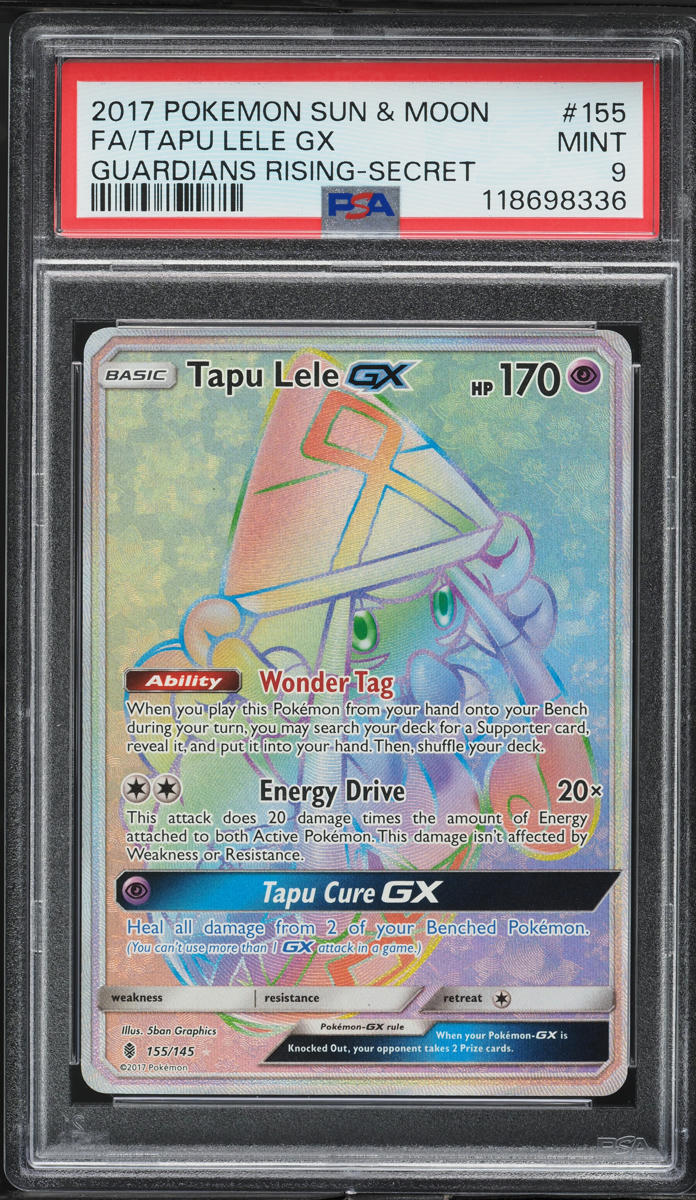 2017 Pokemon Sun & Moon Guardians Rising Rainbow Rare Tapu Lele GX #155 PSA 9