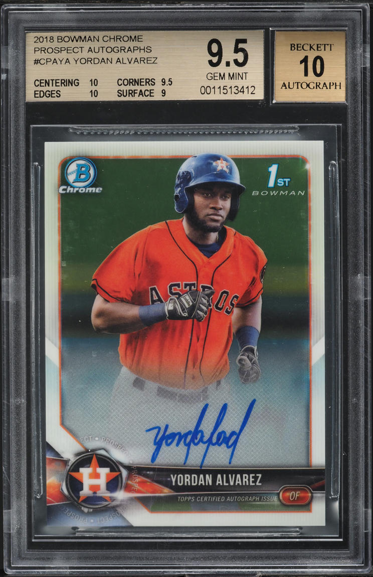 2018 Bowman Chrome Prospect Yordan Alvarez ROOKIE AUTO #CPAYA BGS 9.5 GEM MINT