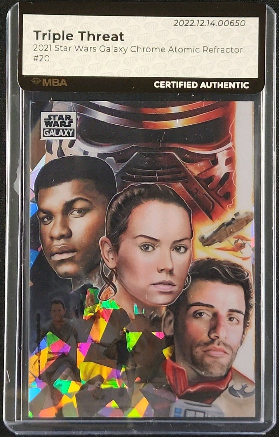 2021 Topps Chrome Star Wars Galaxy Atomic Refractor Triple Threat /150 MBA AUTH