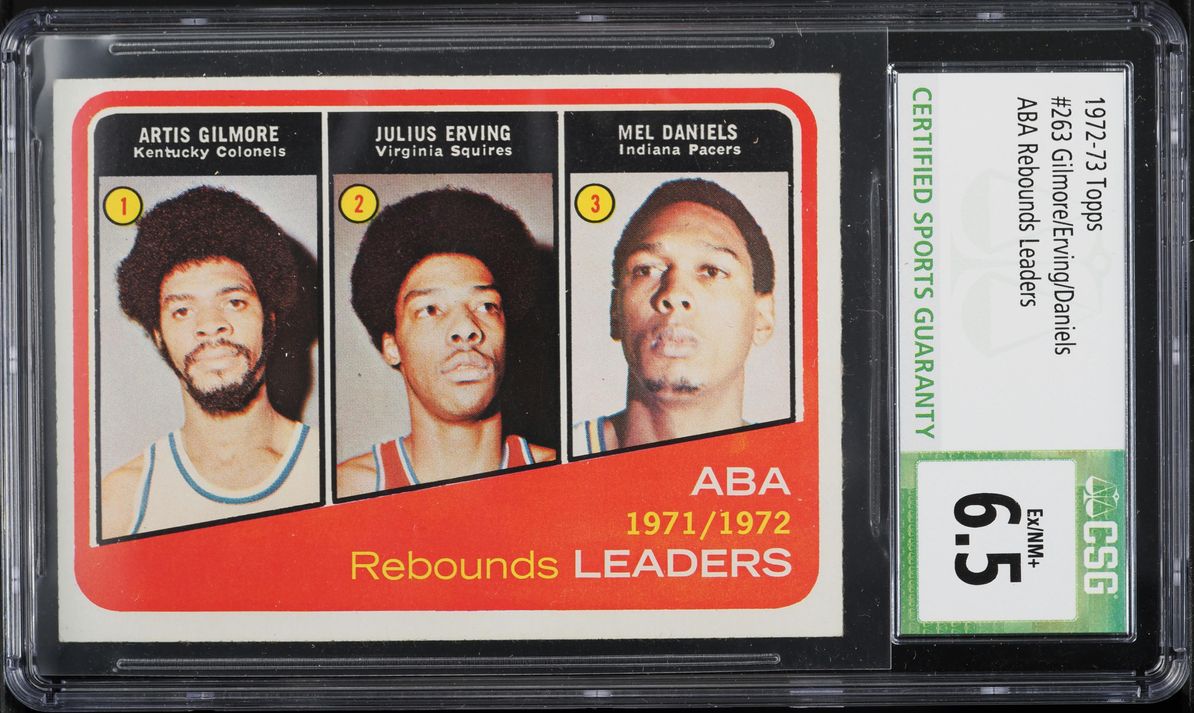 1972 Topps Basketball Julius Erving Gilmore Mel Daniels LDRS #263 CSG 6.5 EXMT+