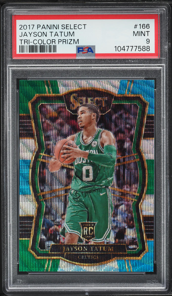 2017 Select Premier Level Tri-Color Prizm Jayson Tatum ROOKIE #166 PSA 9 MINT