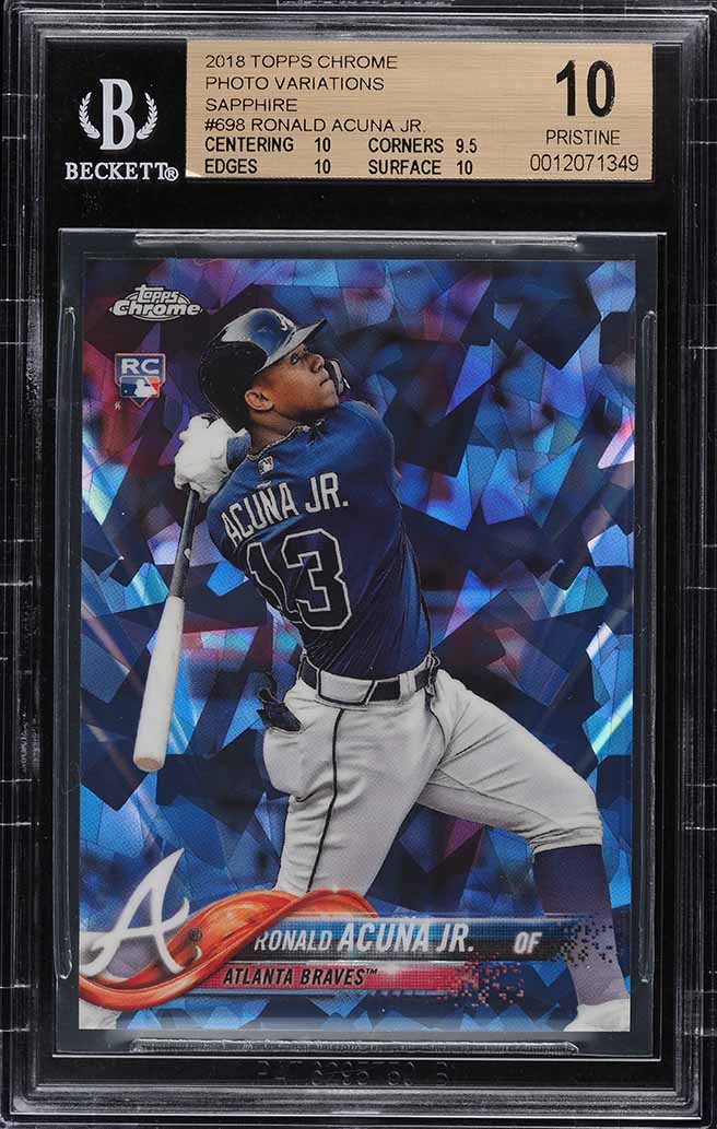 2018 Topps Chrome Sapphire Photo Variation Ronald Acuna Jr. ROOKIE #698 BGS 10