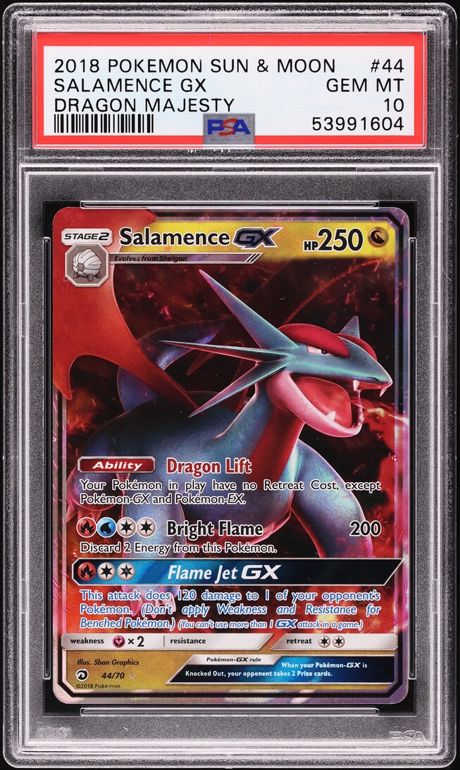 2018 Pokemon Sun & Moon Dragon Majesty Salamence GX #44 PSA 10 GEM MINT
