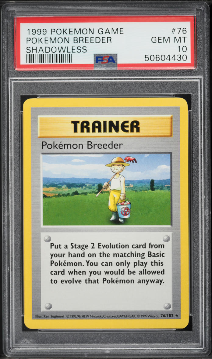1999 Pokemon Base Set Shadowless Pokemon Breeder #76 PSA 10 GEM MINT