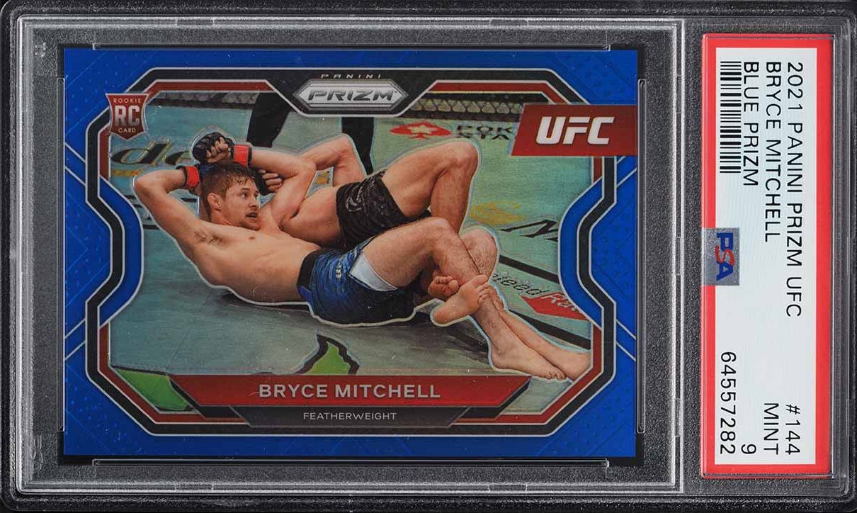 2021 Panini Prizm UFC Blue Prizms Bryce Mitchell ROOKIE /199 #144 PSA 9 MINT