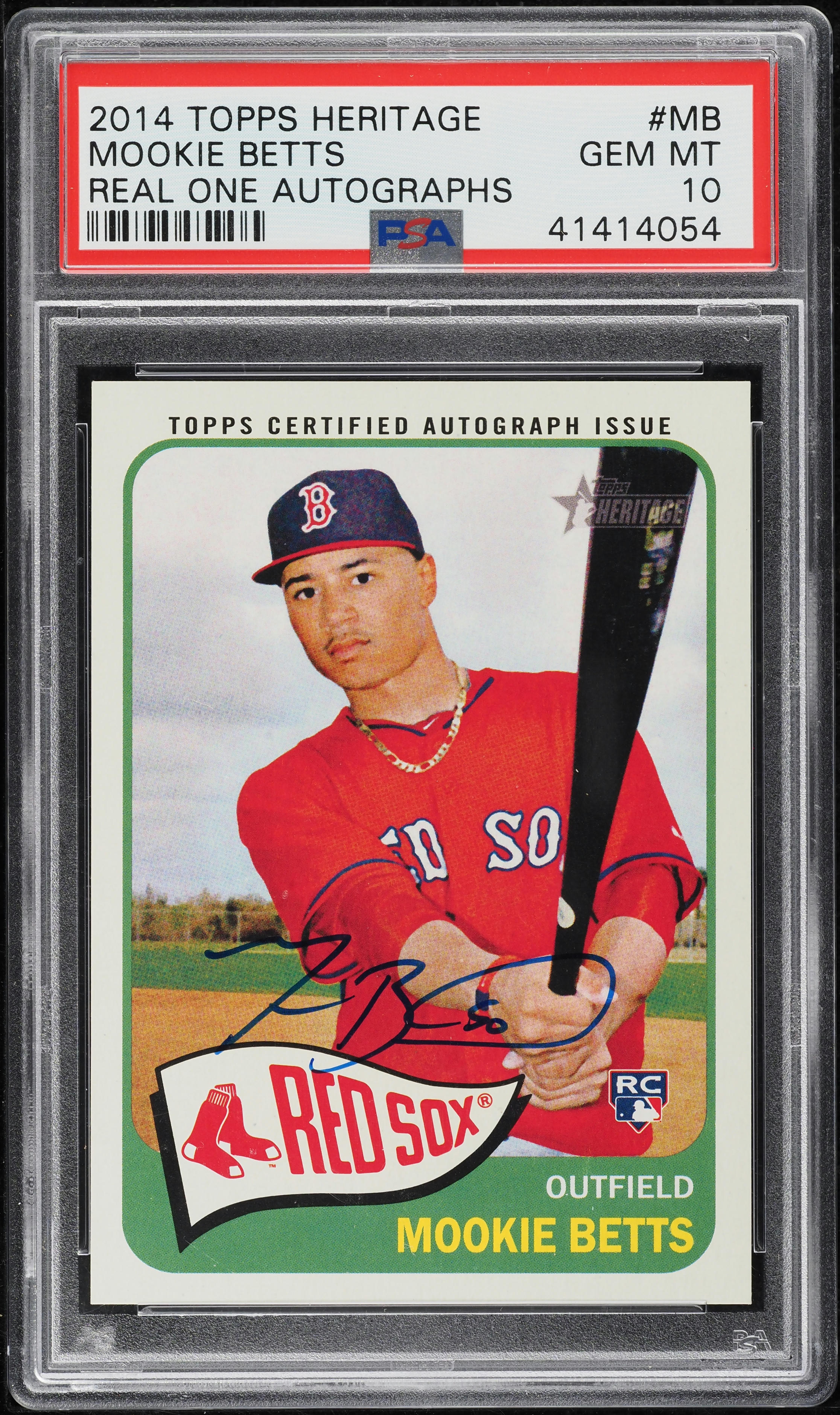 2014 Topps Heritage Real One Mookie Betts ROOKIE AUTO ROAMB PSA 10