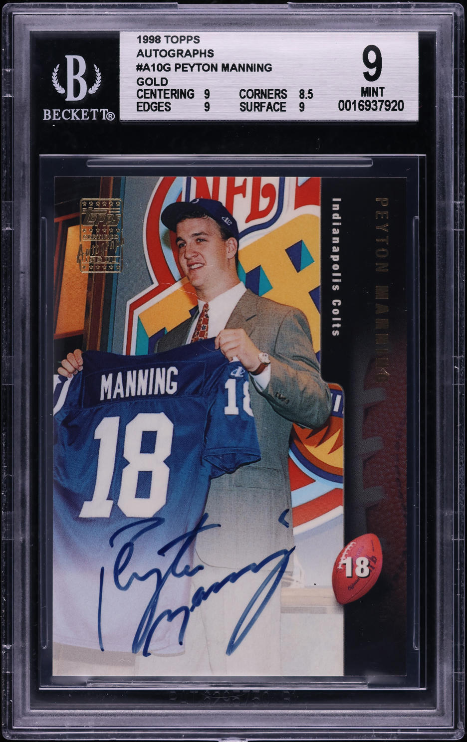 Peyton Manning #A10G 1998 Topps Football Autographs
