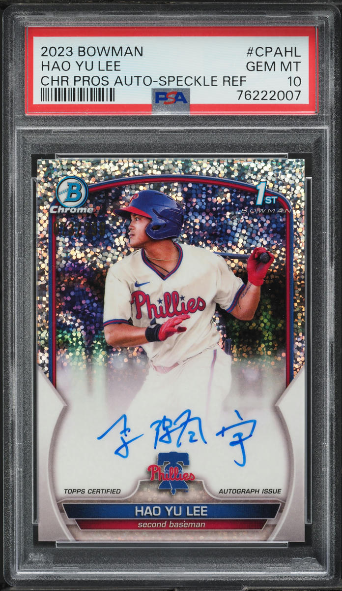 2023 Bowman Chrome Speckle Refractor Hao Yu Lee ROOKIE AUTO /299 #CPA-HL PSA 10