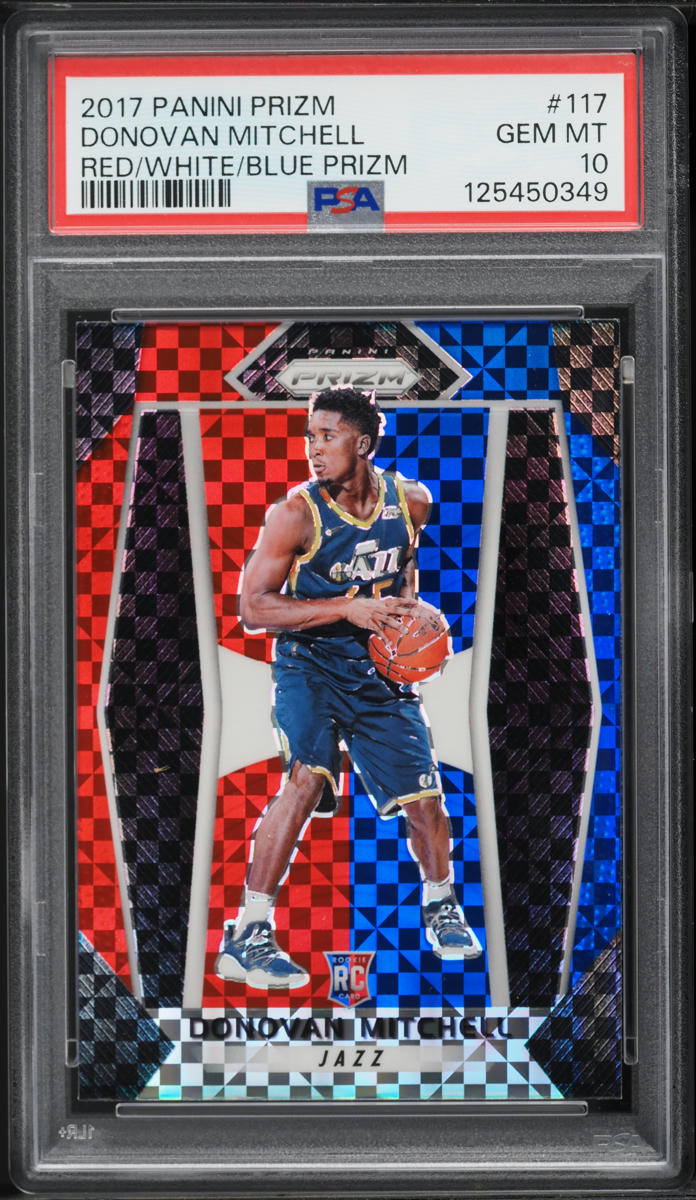 2017 Panini Prizm Red White Blue Donovan Mitchell ROOKIE #117 PSA 10 GEM MINT