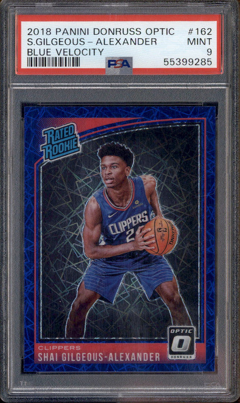 2018 Donruss Optic Blue Velocity #162 Shai Gilgeous-Alexander RC PSA 9