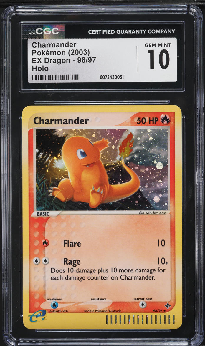 2003 Pokemon EX Dragon Holo Charmander #98 CGC 10 GEM MINT