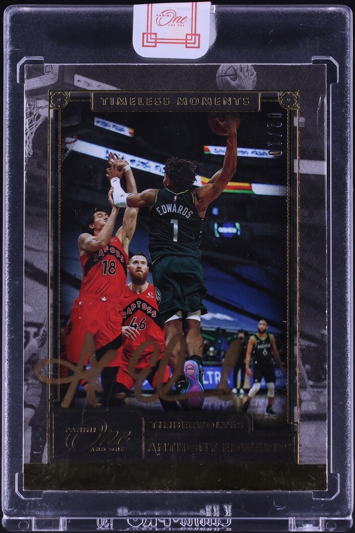 2020 Panini One And One Timeless Moments Gold Anthony Edwards ROOKIE AUTO /10 #TML-AED