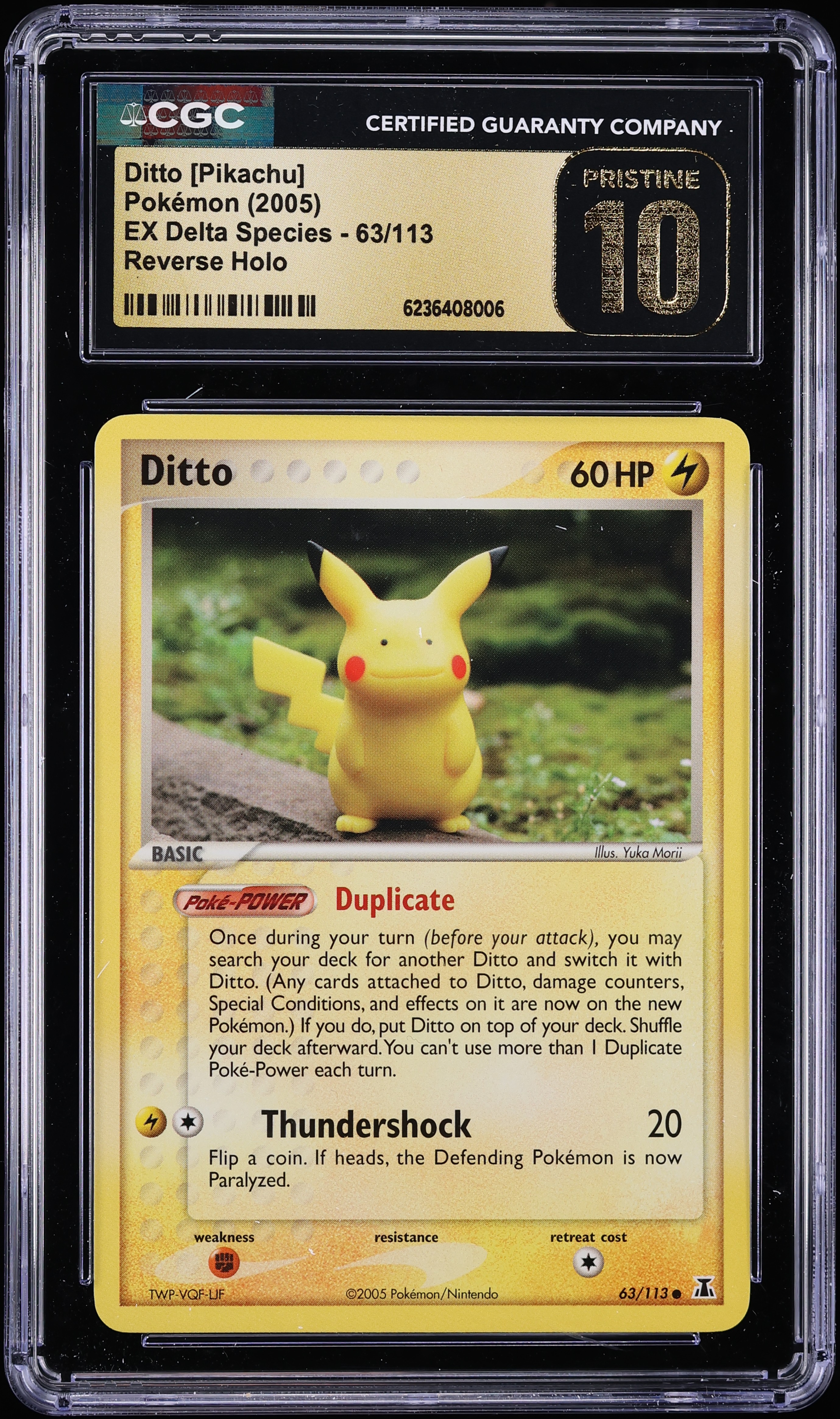 2005 Pokemon EX Delta Species Reverse Holo Ditto Pikachu #63 CGC 10 PRISTINE
