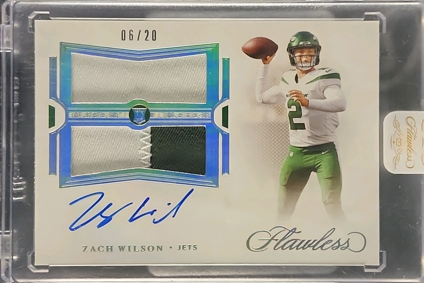 2021 Panini Flawless Dual Silver Zach Wilson ROOKIE PATCH AUTO /20 MBA AUTH