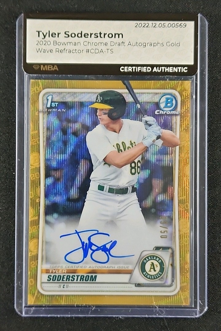 2020 Bowman Chrome Gold Wave Refractor Tyler Soderstrom RC AUTO /50 MBA AUTH